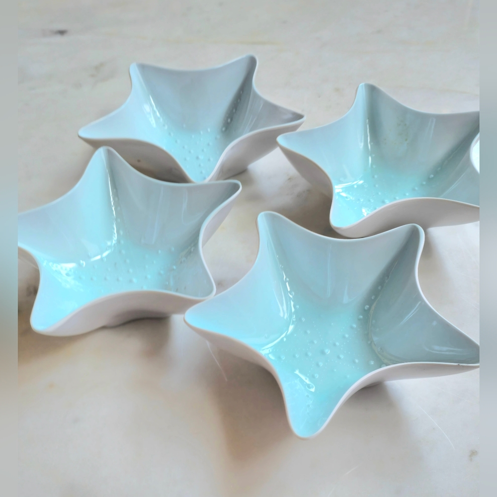 Sigrid Olsen Home Seastar desert dishes Set of 4 Light Blue - Picture 2 of 8